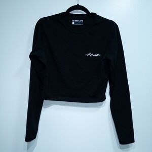 Alphalete Black Lifestyle Logo Cropped Long Sleeve Top Size Medium